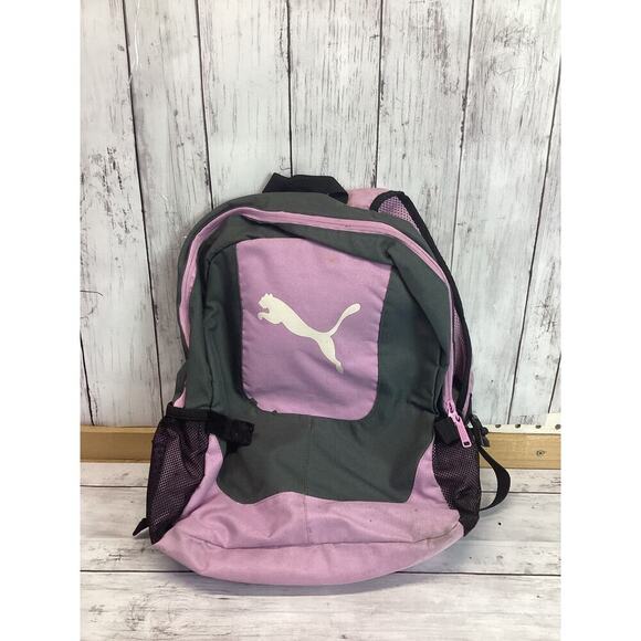 PUMA backpack.   Gray and pink color.   Padded and adjustable shoulder straps. - Picture 1 of 8